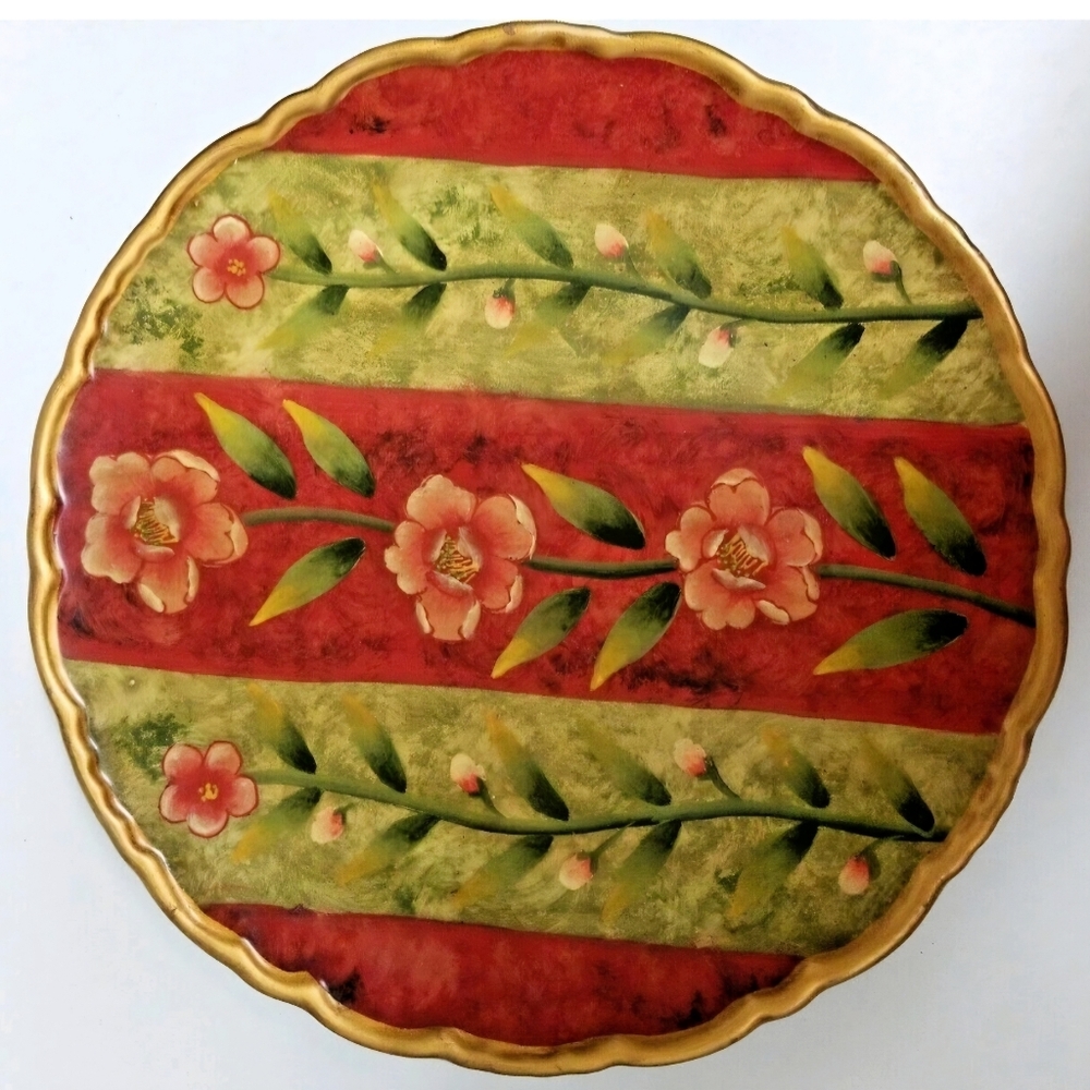 Oriental Accents Since 1880 Porcelain Decorative Plate Gold Trim Pink Flowers